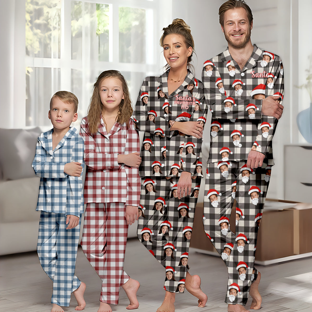 Santa's Favorite Ho - Personalized Couple Button Down Pajamas