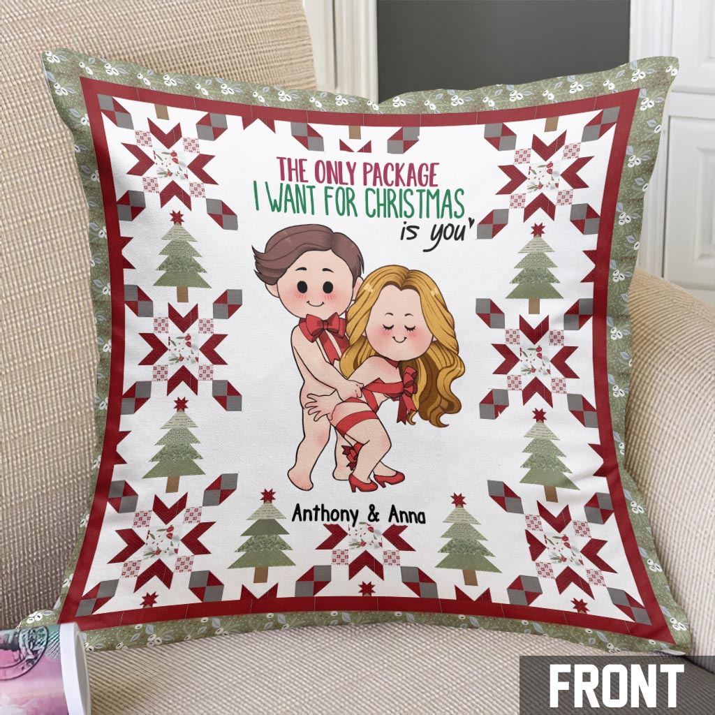 Le seul cadeau que je veux pour Noël, c'est toi - Coussin décoratif personnalisé pour couple