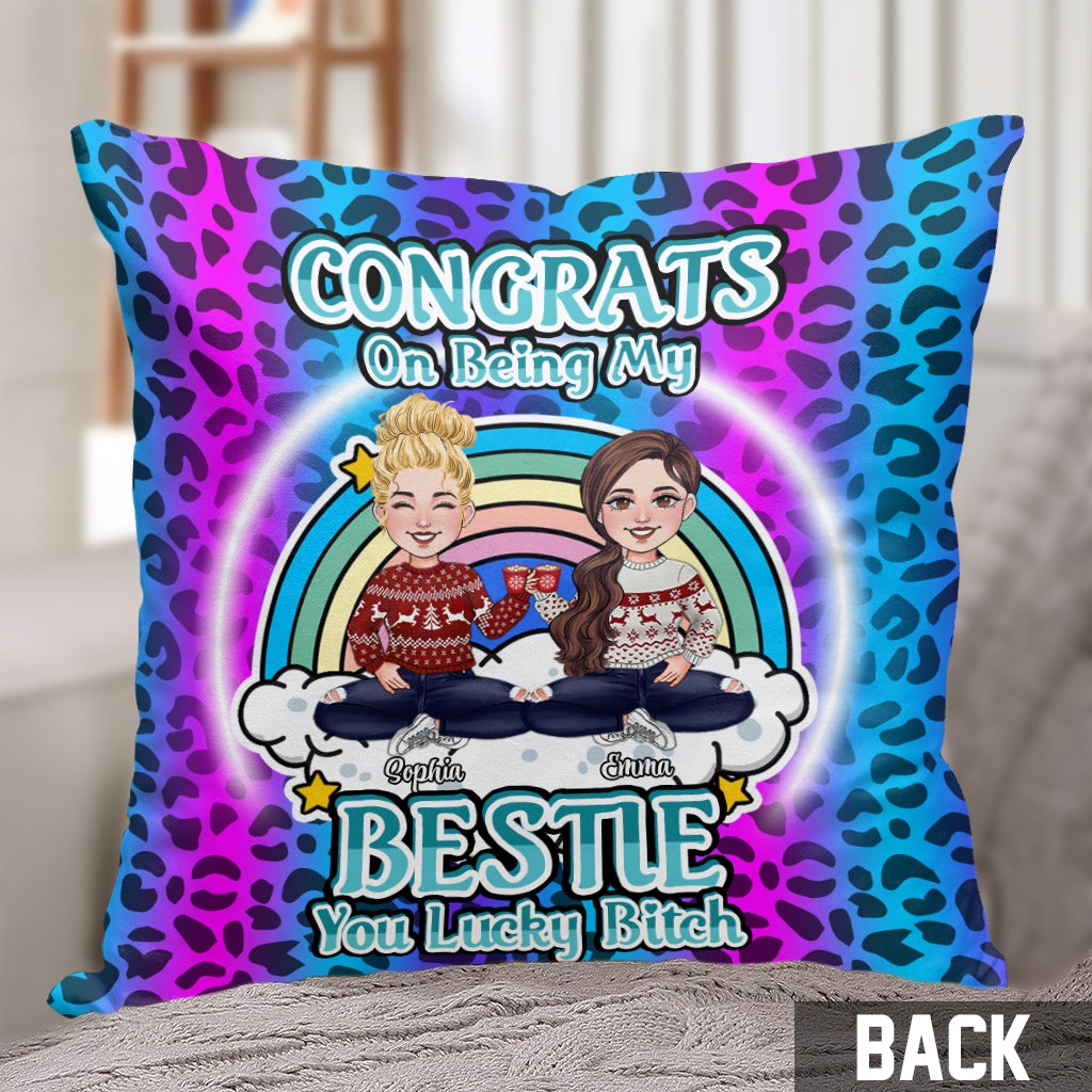Félicitations pour être mes meilleures amies ! - Cadeau pour une amie - Coussin décoratif personnalisé