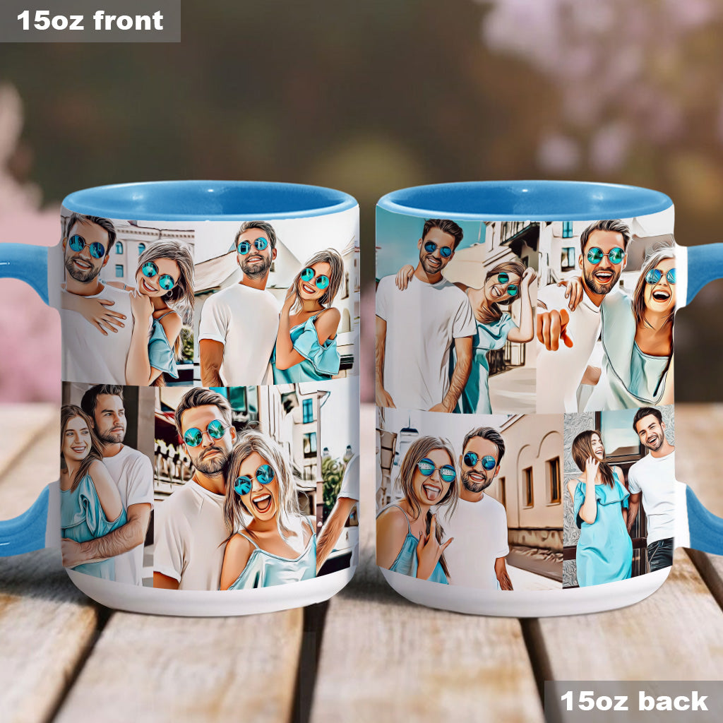 Collage photo cartoon - cadeau pour petit ami, petite amie, femme, mari - Mug personnalisé