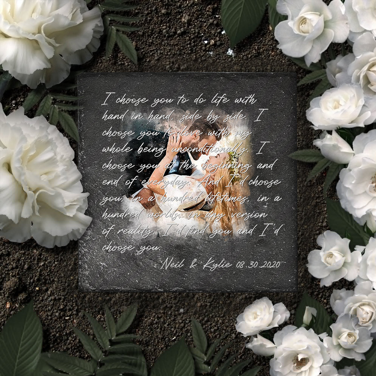 Je te choisis - Pierre carrée personnalisée pour mari et femme