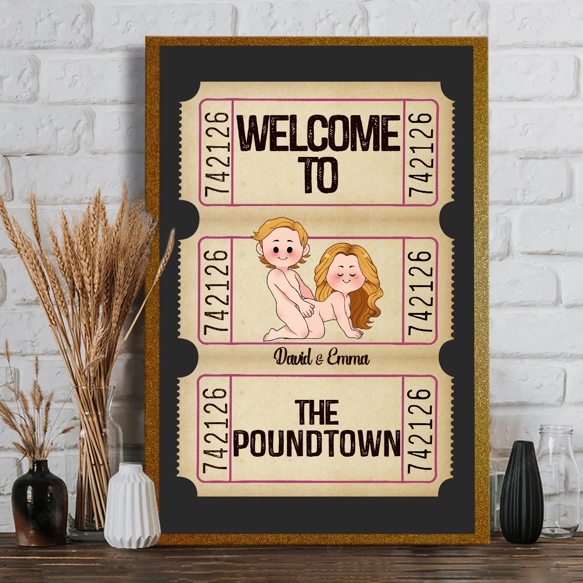 Bienvenue à Poundtown ! Adulte inapproprié - Toile et affiche personnalisées pour couples