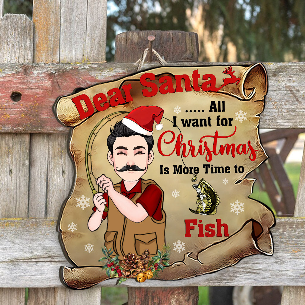 Dear Santa - Personalized Fishing Wood Sign