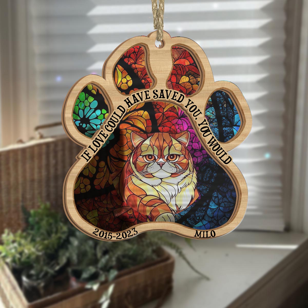 Tu as laissé des empreintes sur mon cœur - Cadeau pour la perte d'un chien ou d'un chat - Attrape-soleil personnalisé