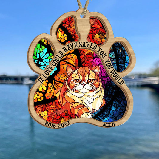 Tu as laissé des empreintes sur mon cœur - Cadeau pour la perte d'un chien ou d'un chat - Attrape-soleil personnalisé
