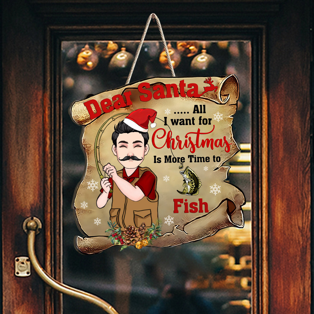 Dear Santa - Personalized Fishing Wood Sign