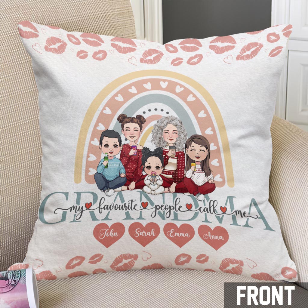 My Favorite People Calls Me Grandma - Personalized Grandma Throw Pillow