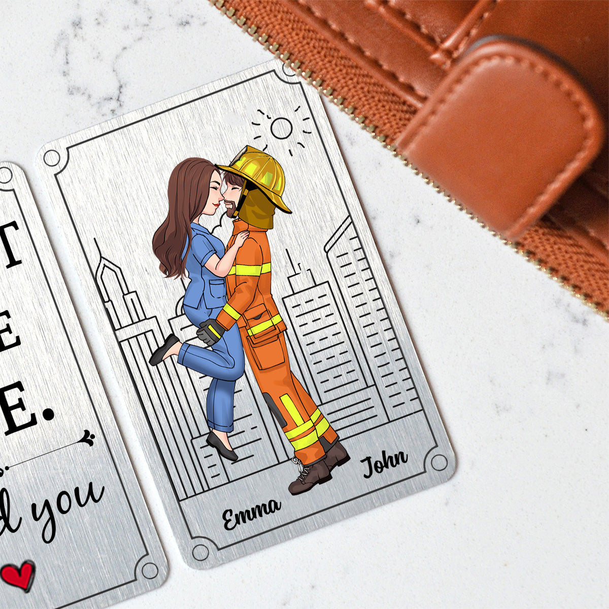 Rentrez sains et saufs - Carte personnalisée pour portefeuille de couple