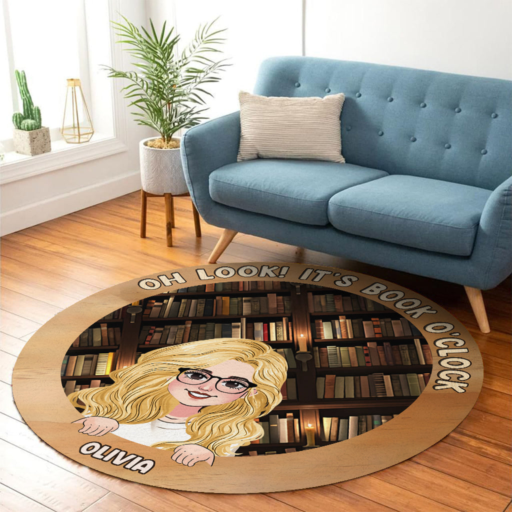 It's Book O'clock - Personalized Book Round Rug