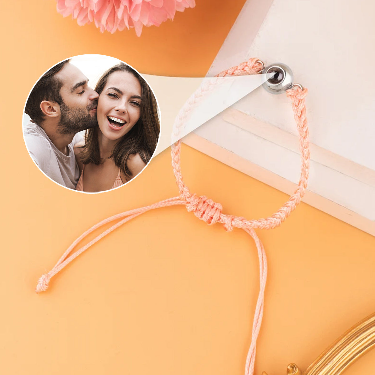 Breloque à projection photo personnalisée Tournesol - cadeau pour ceux qui ont perdu un être cher - Bracelet à projection personnalisé