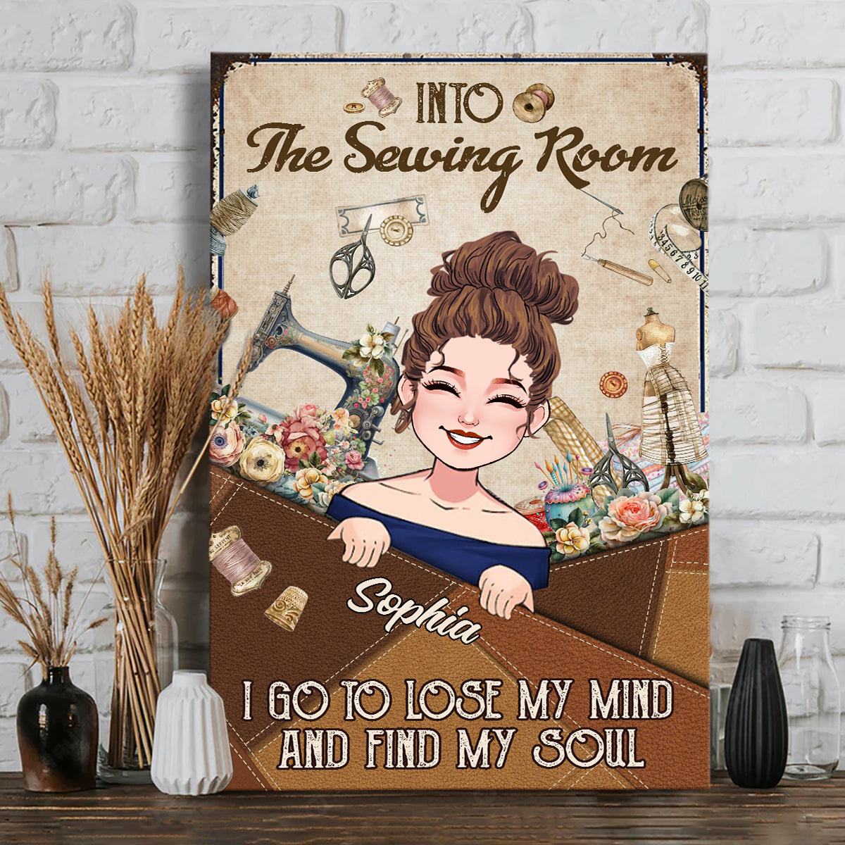 And Into The Sewing Room I Go - Personalized Sewing Canvas And Poster