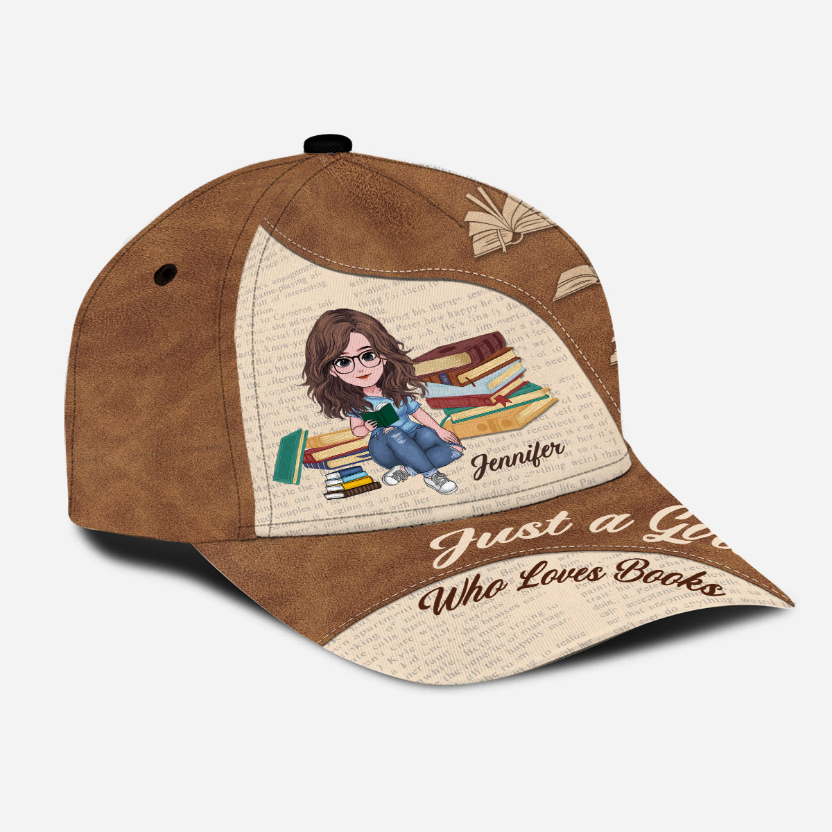 Juste une fille qui aime les livres - Casquette classique personnalisée avec un livre