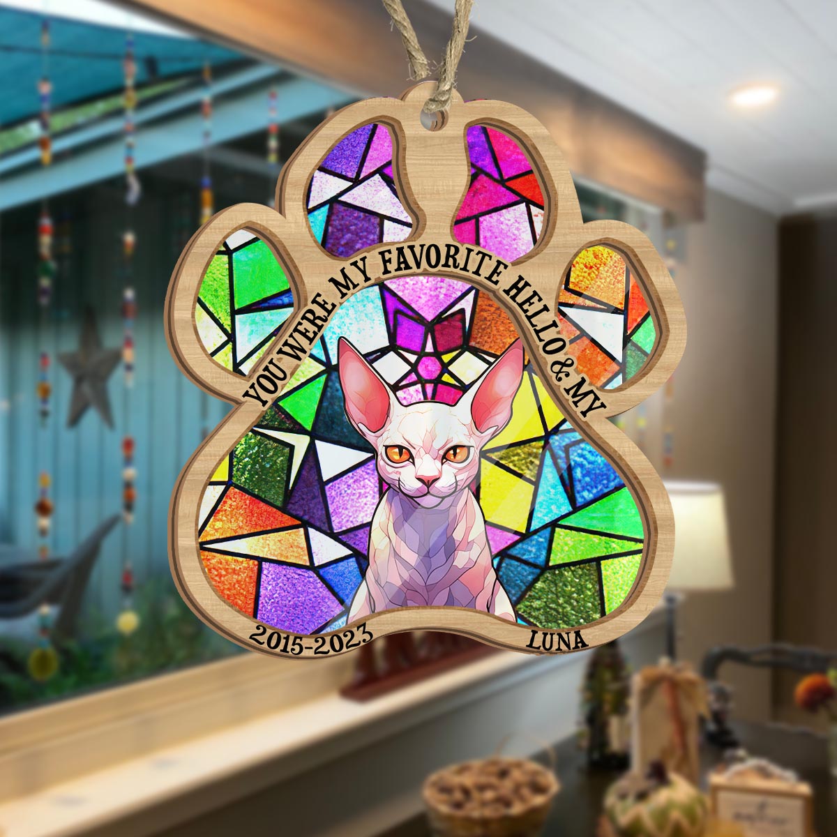 Tu as laissé des empreintes sur mon cœur - Cadeau pour la perte d'un chien ou d'un chat - Attrape-soleil personnalisé
