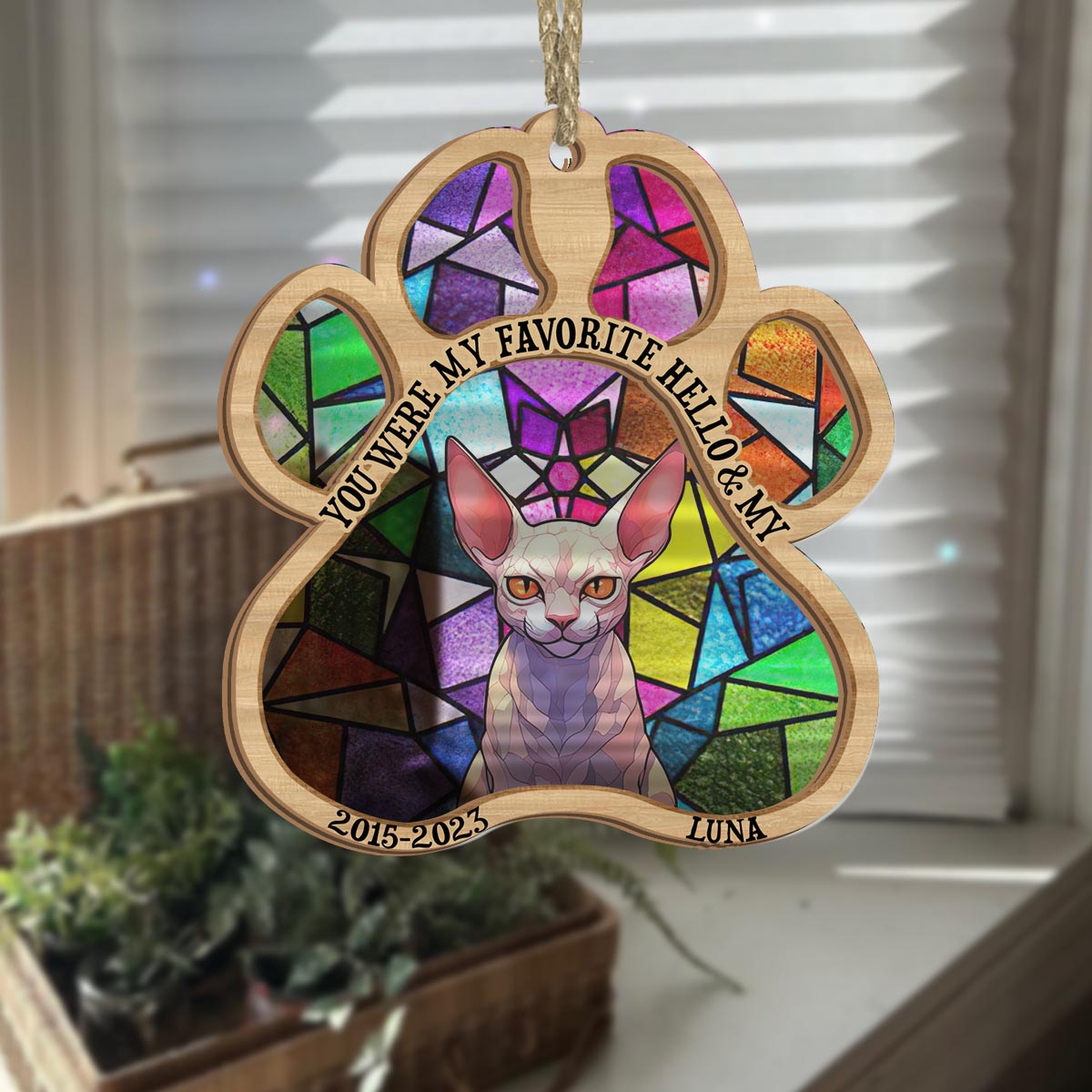Tu as laissé des empreintes sur mon cœur - Cadeau pour la perte d'un chien ou d'un chat - Attrape-soleil personnalisé