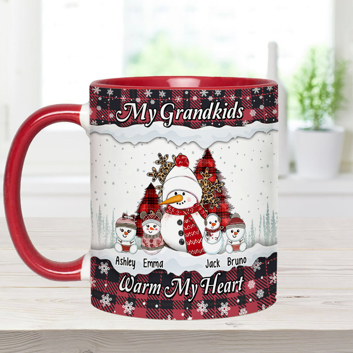 My Grandkids Warm My Heart - Personalized Grandma Accent Mug