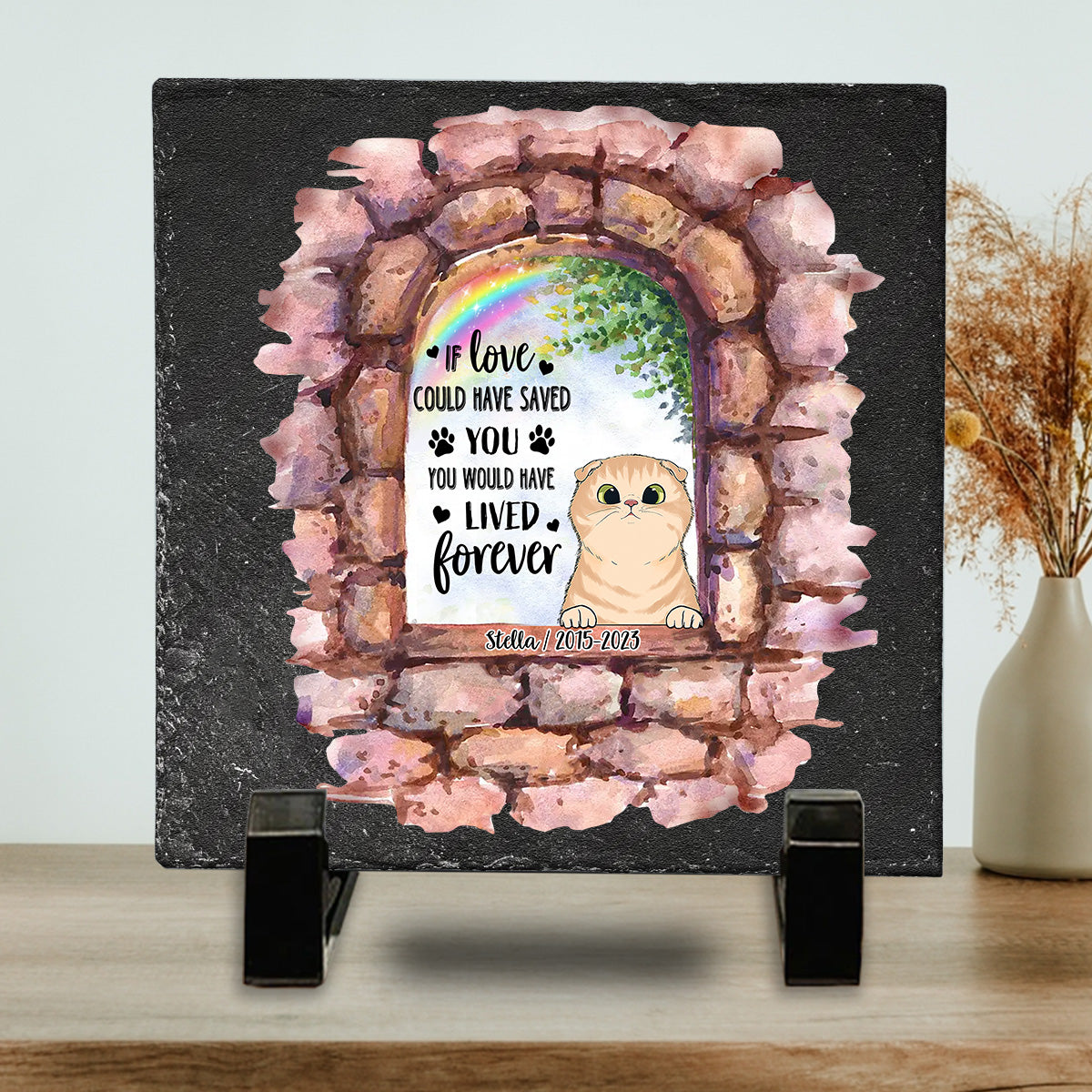 Plus à mes côtés - Pierre carrée personnalisée pour chien