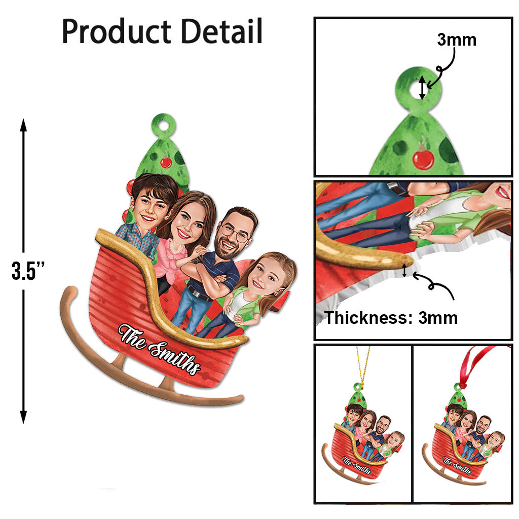 Fenêtre avec portrait caricatural de famille, de couple ou d'amis - Ornement familial personnalisé
