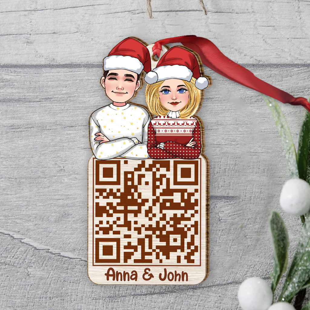 Code QR pour couple de Noël - Ornement personnalisé pour couple