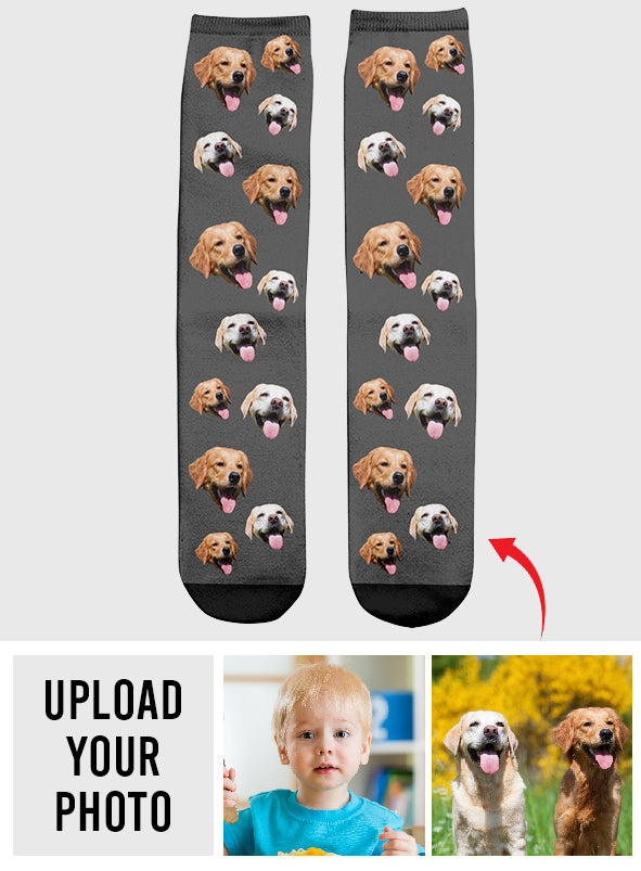 Chaussettes personnalisées pour chiens - Face personnalisée
