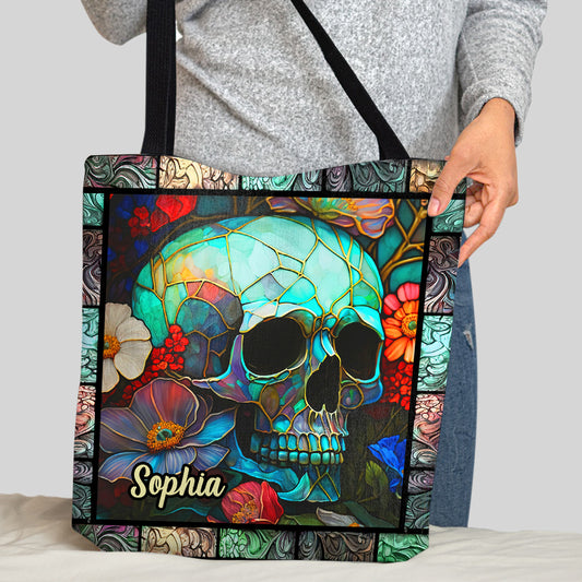 Floral Skull - Personalized Skull Tote Bag