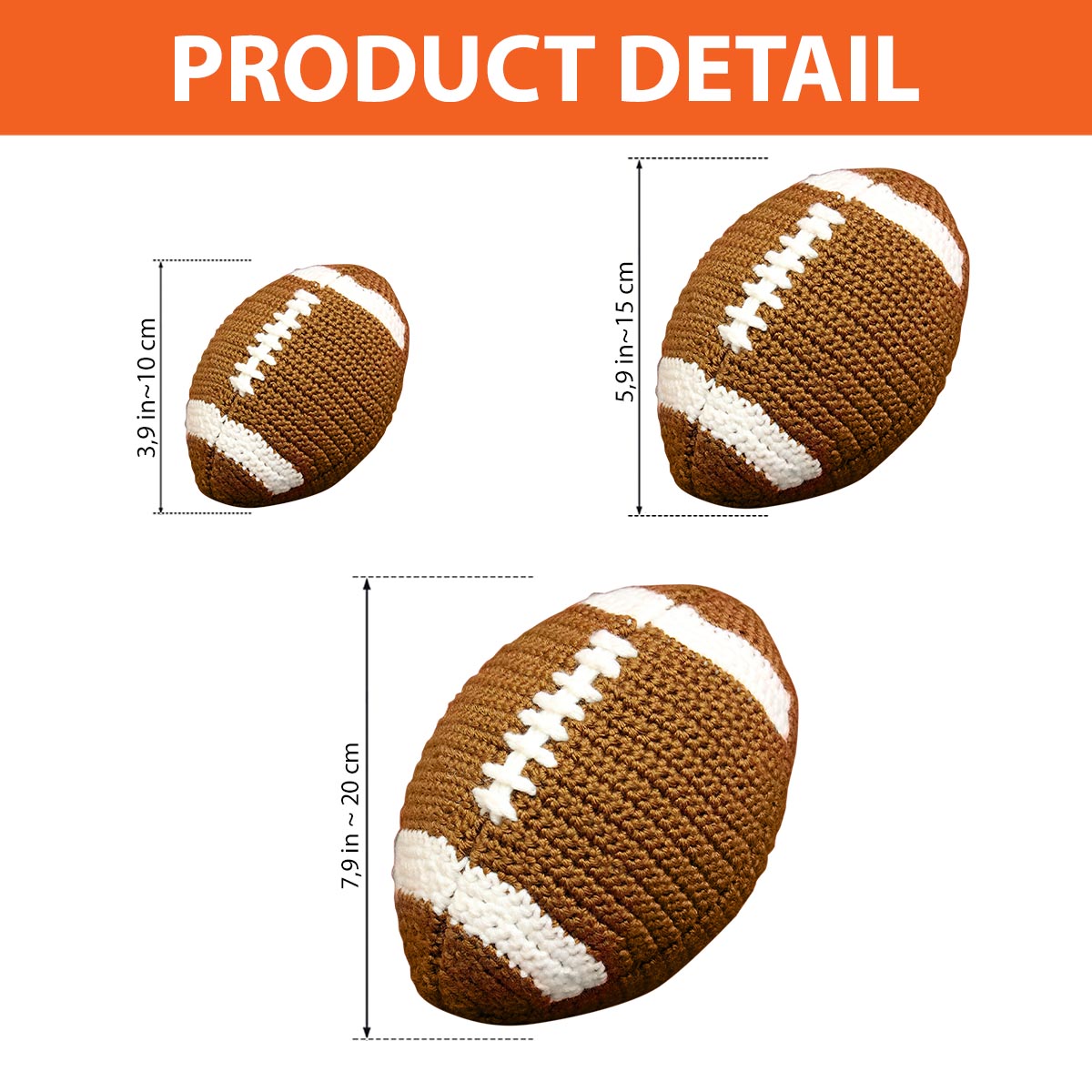 Ballon de football américain tricoté - Poupée de football tricotée à la main