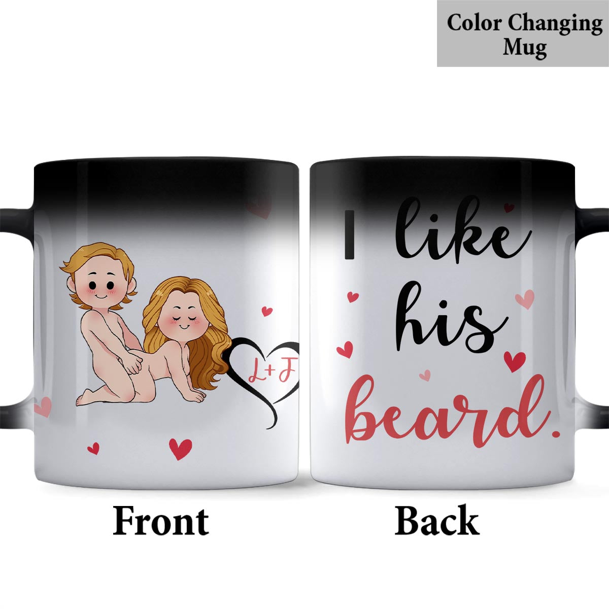 J'aime sa barbe, j'aime ses fesses - Mug personnalisé pour couple