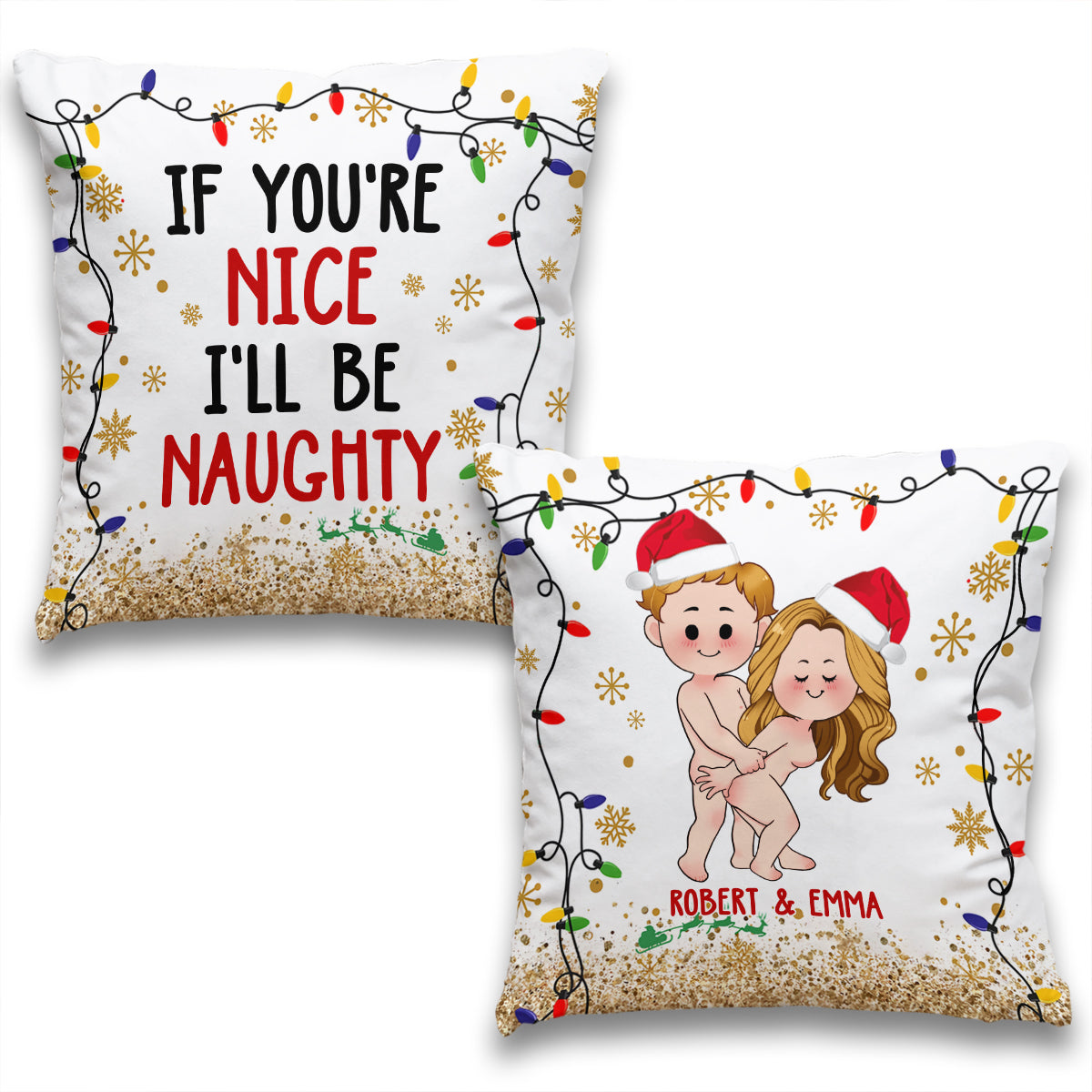 Si tu es sage, je serai coquin(e) - Coussin décoratif personnalisé pour couple