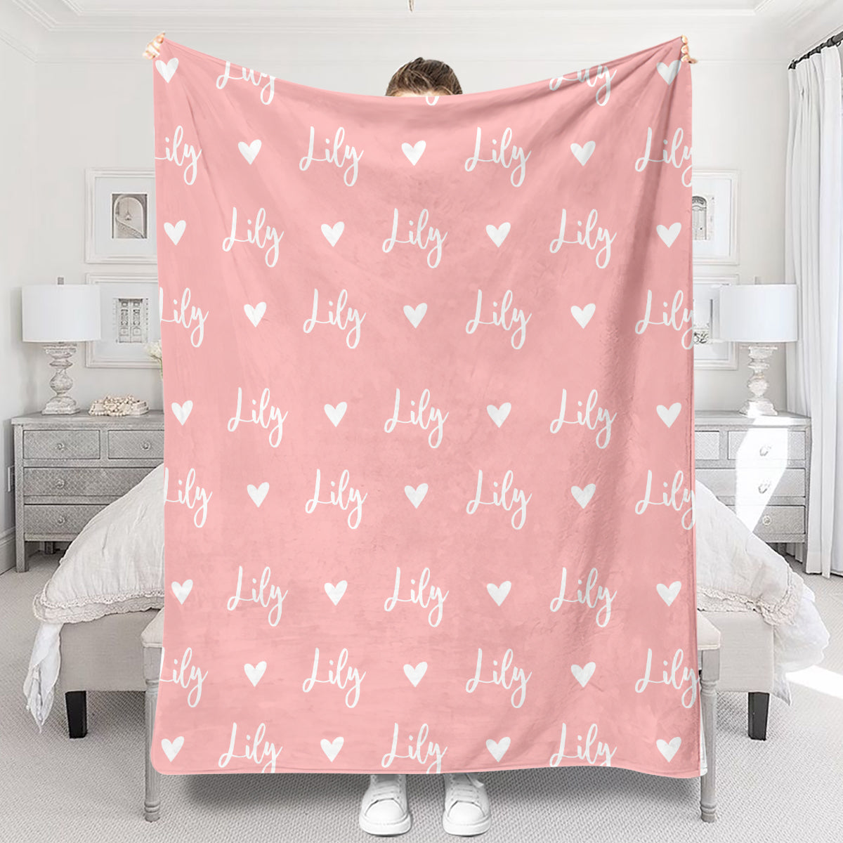 Couverture personnalisée pour belle-mère avec motif cœur et prénom