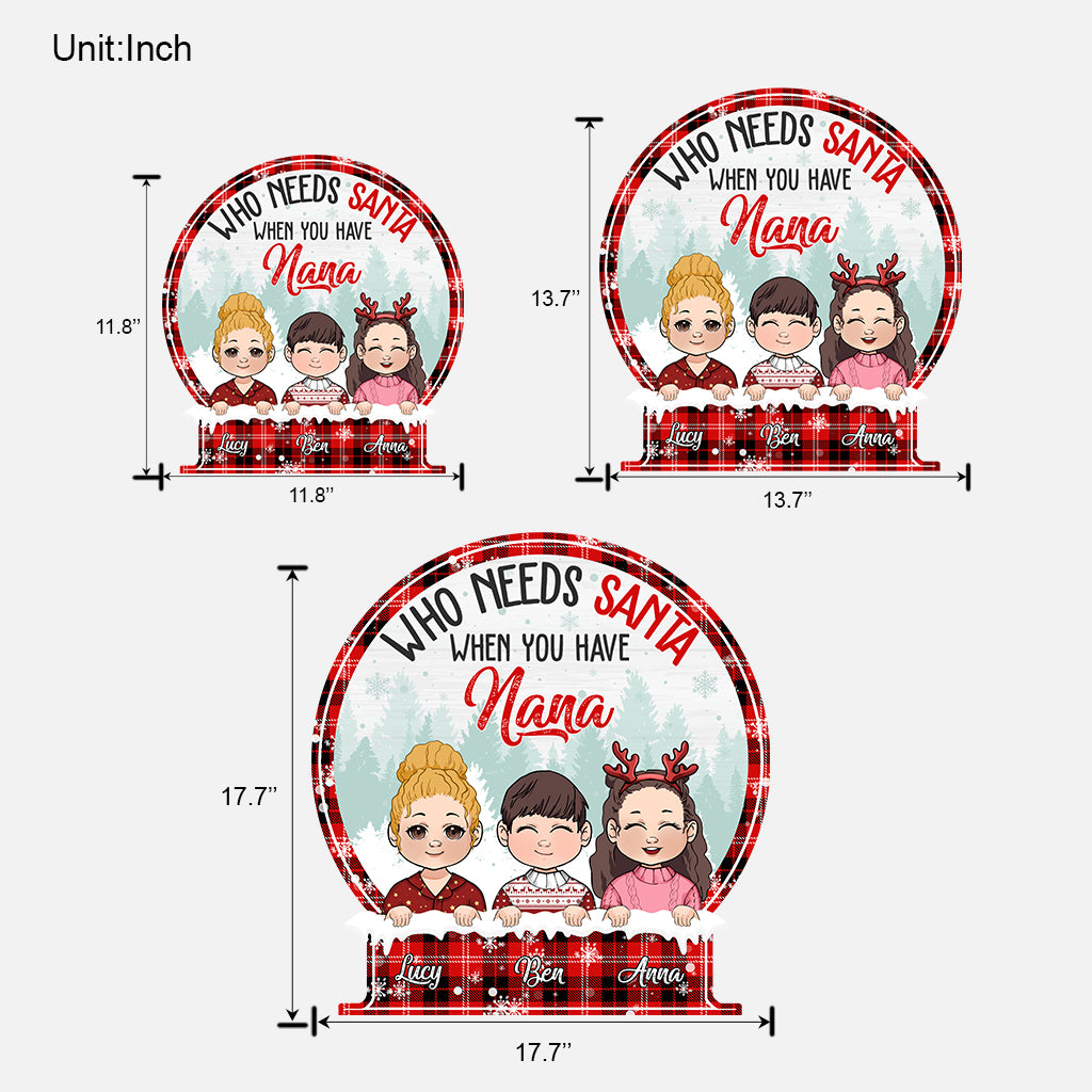 Qui a besoin du Père Noël quand on a Mamie ? - Panneau en bois personnalisé pour grand-mère