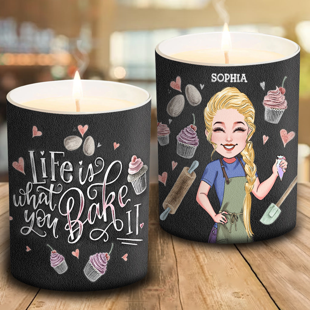 La vie est ce que vous en faites - Bougie de pâtisserie personnalisée avec couvercle en bois