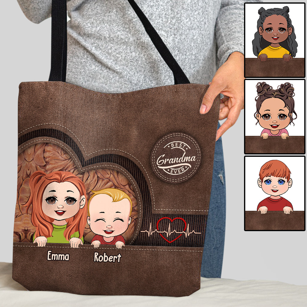 Sac fourre-tout personnalisé « Meilleure grand-mère/maman du monde » - Cadeau pour grand-mère, maman, tante - Sac fourre-tout personnalisé