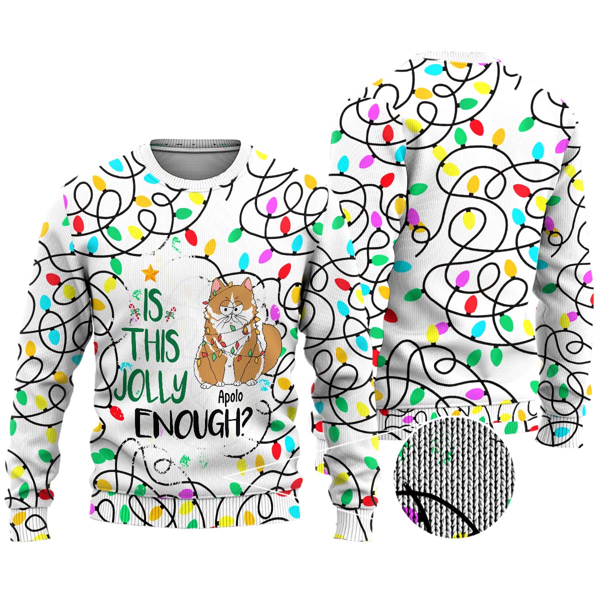 Is This Jolly Enough - Gift for cat lovers - Personalized Ugly Sweater