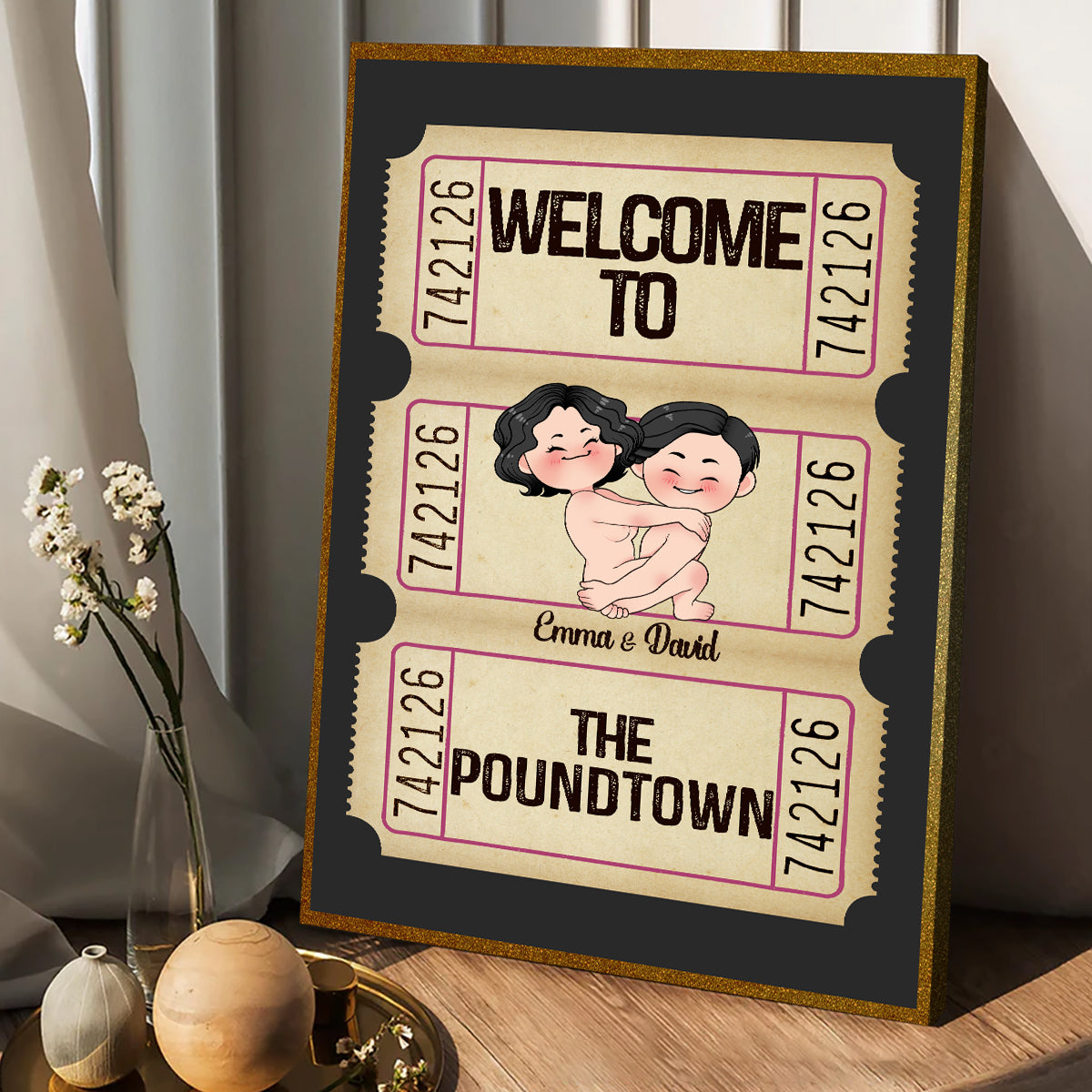 Bienvenue à Poundtown ! Adulte inapproprié - Toile et affiche personnalisées pour couples
