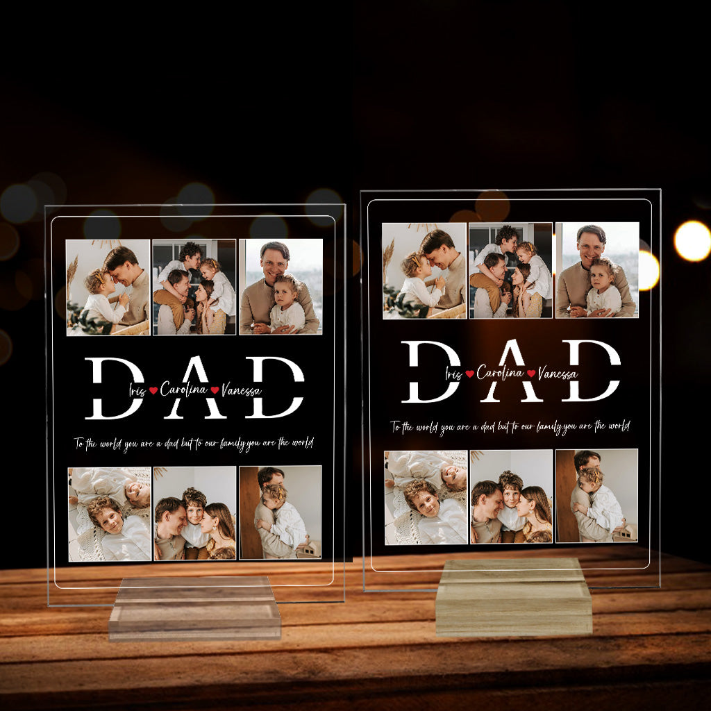 Meilleur papa du monde - Plaque acrylique transparente personnalisée pour papa