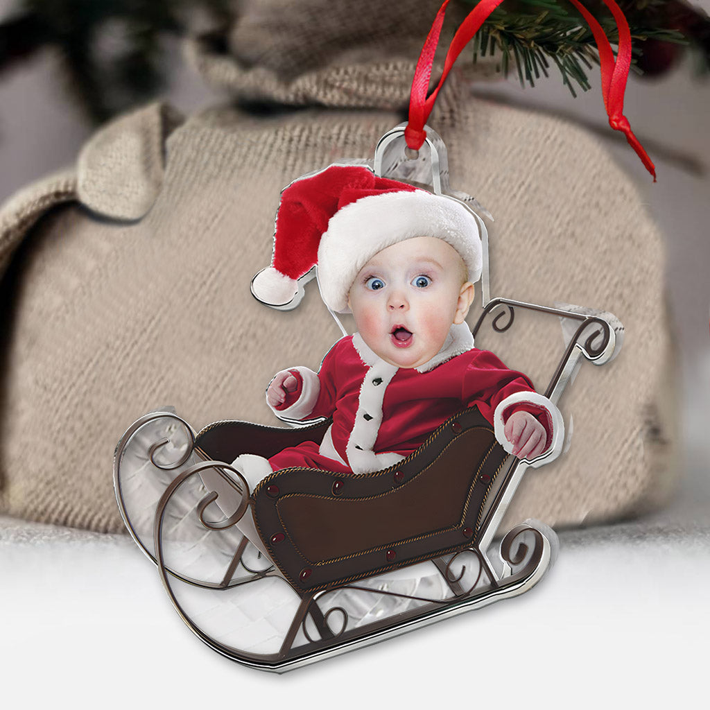 Traîneau mignon pour bébé - Ornement transparent personnalisé pour nouveau-né