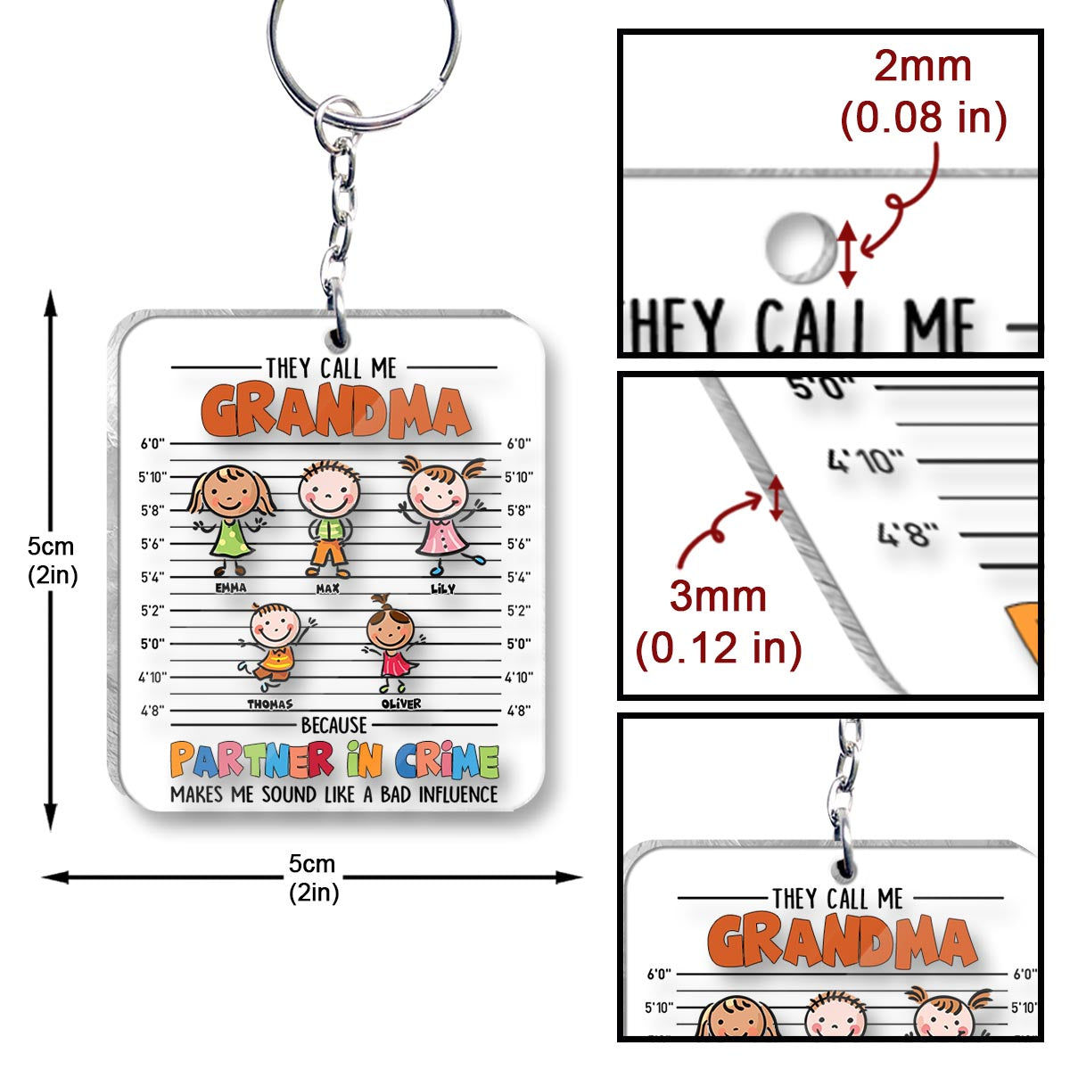 Complices - Cadeau pour grand-père, grand-mère, maman, papa, oncle, tante, frère, sœur - Porte-clés personnalisé