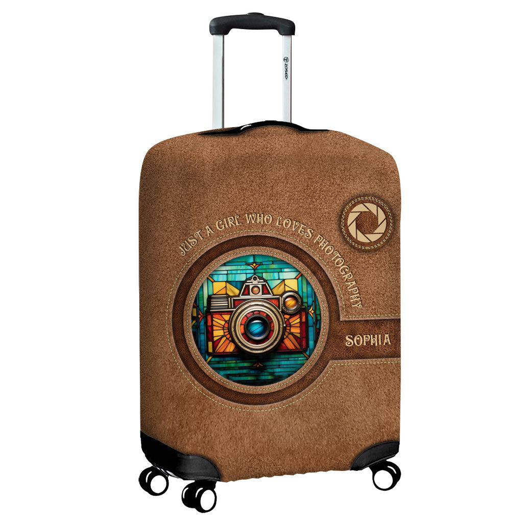 Une fille passionnée de photographie - Housse de valise personnalisée avec photo