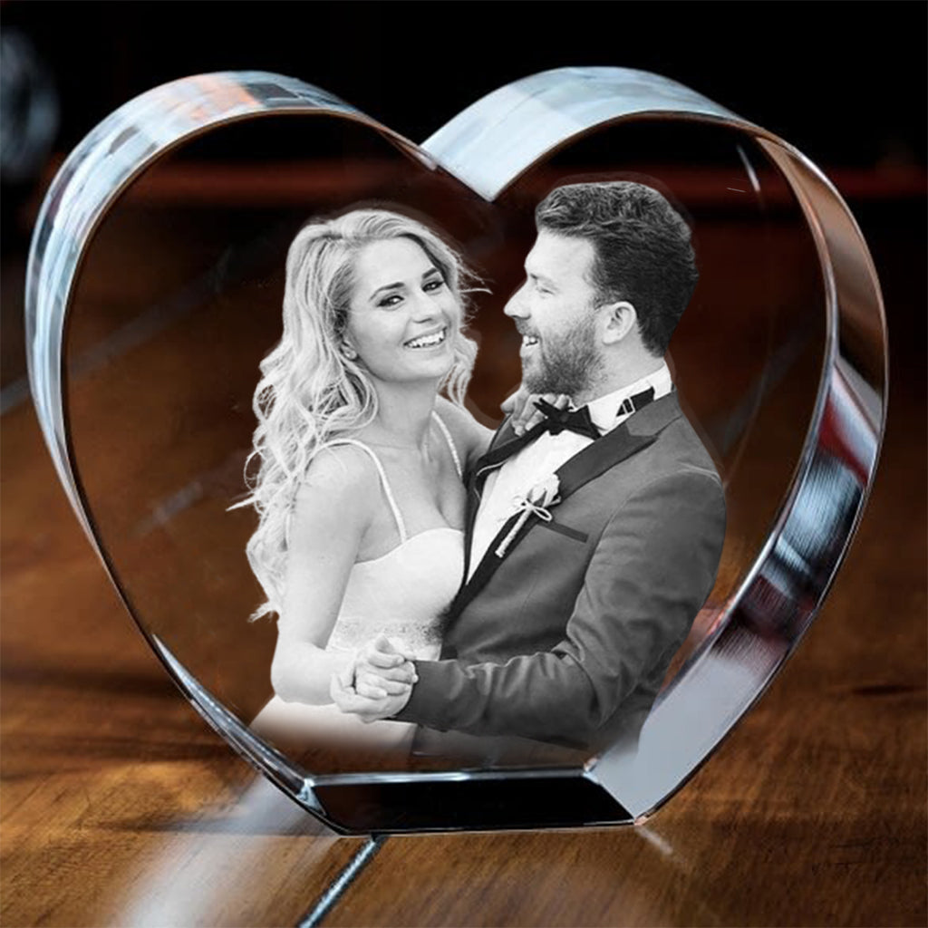 Photo personnalisée sur verre gravée au laser - Couple