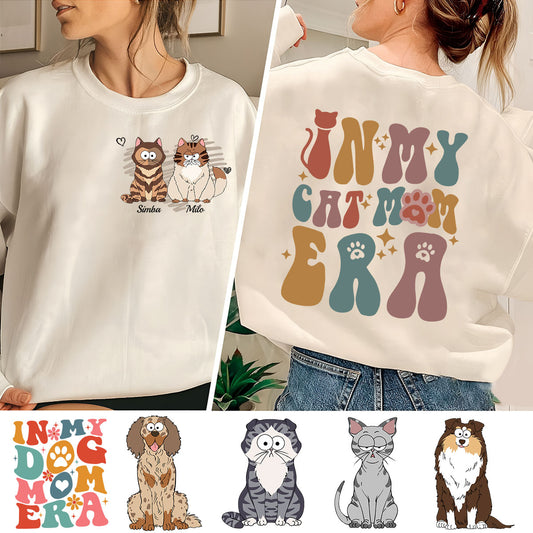 In My Dog/ Cat Mom Era - Personalized Cat T-shirt And Hoodie