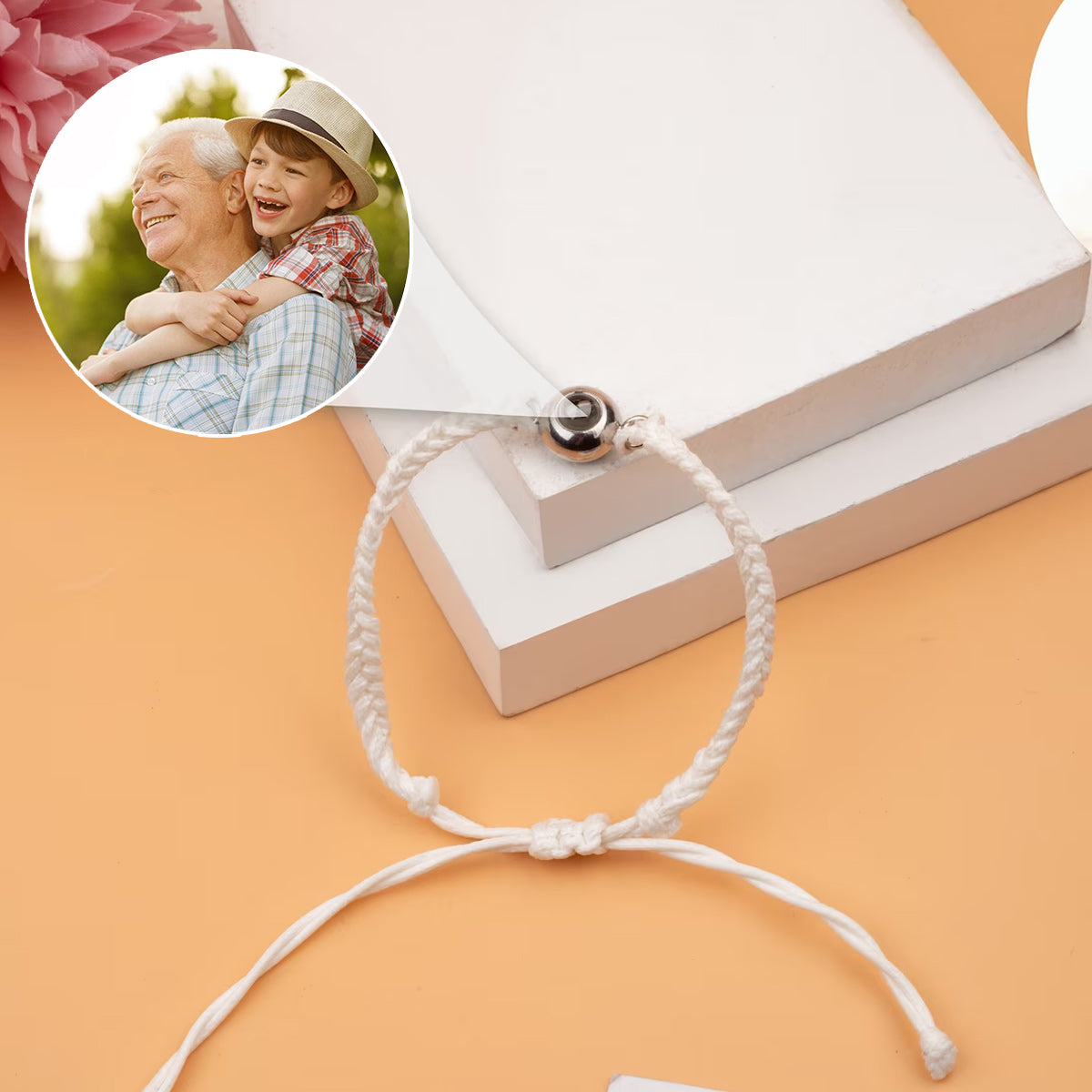 Je t'aime, Papi - Cadeau pour grand-père - Bracelet à projection personnalisé