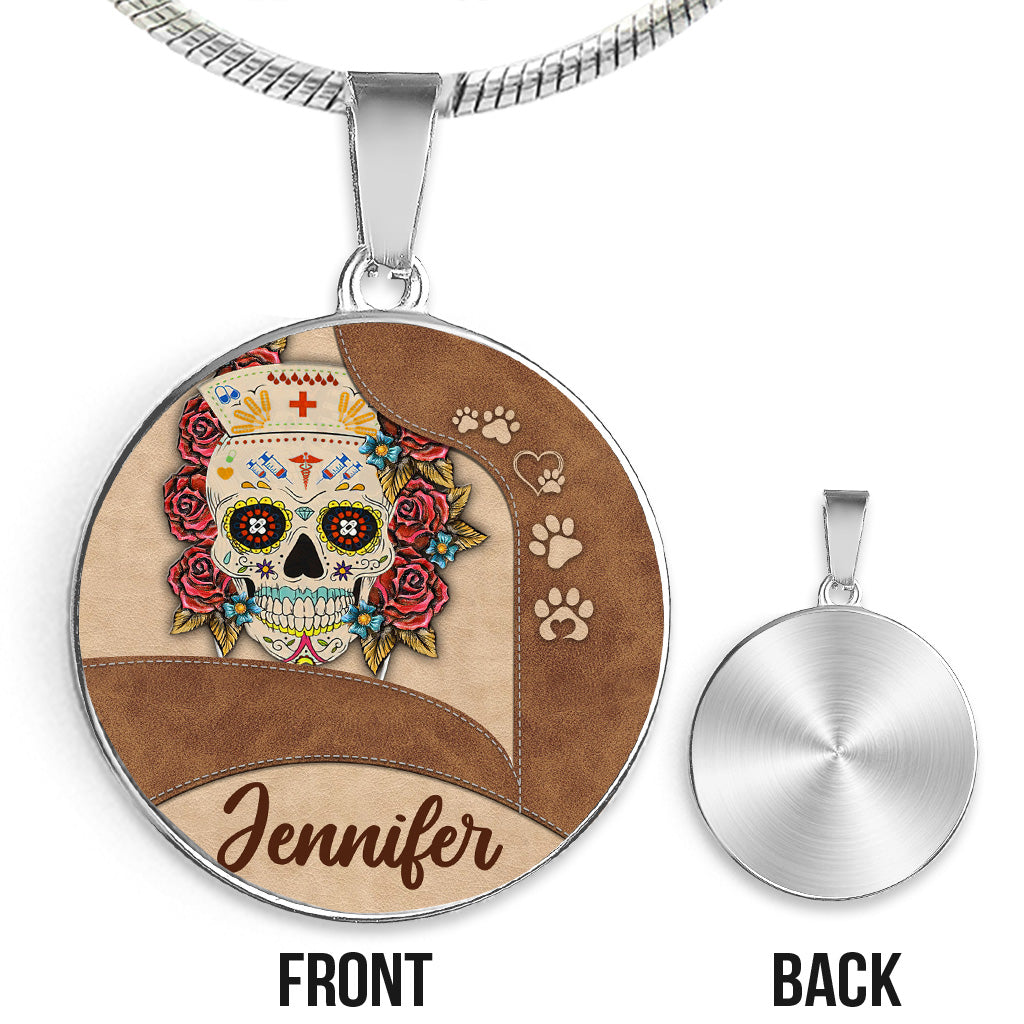 Vie d'infirmière - Collier pendentif rond personnalisé pour infirmière