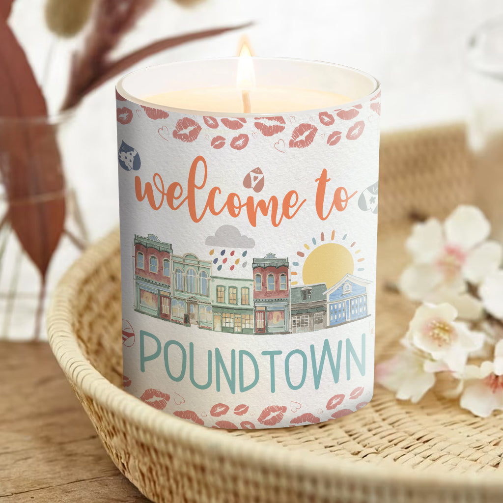 Bienvenue à Poundtown Inapproprié Adulte - Bougie personnalisée pour couple avec couvercle en bois