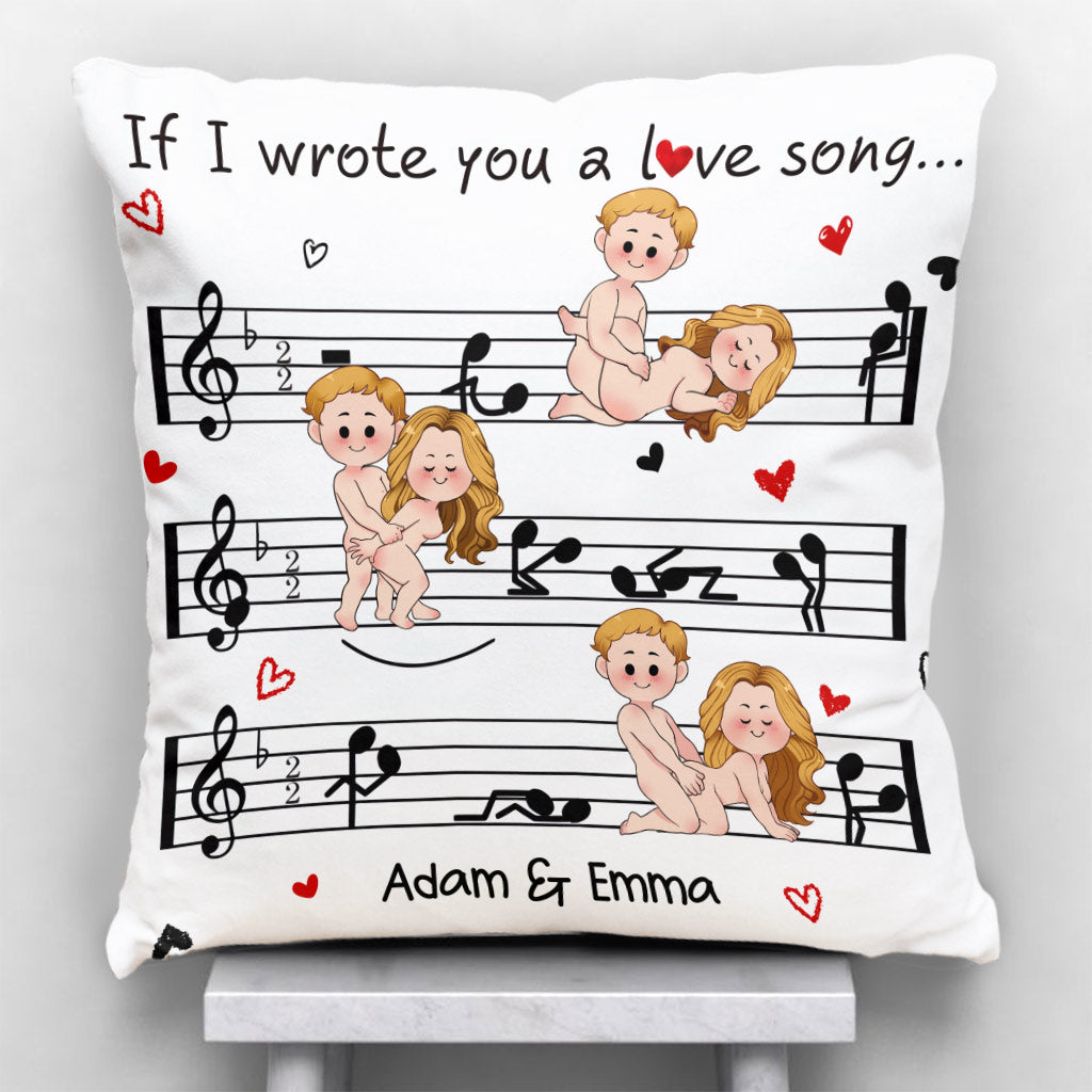 Si je t'écrivais une chanson d'amour - Coussin décoratif personnalisé pour couple
