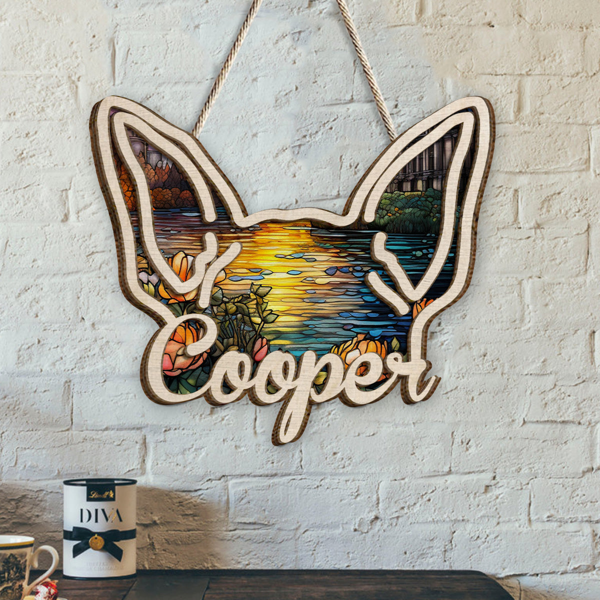 Dog Ears - Gift for dog lovers - Personalized 2 Layered Wood Sign / Wood Plaque