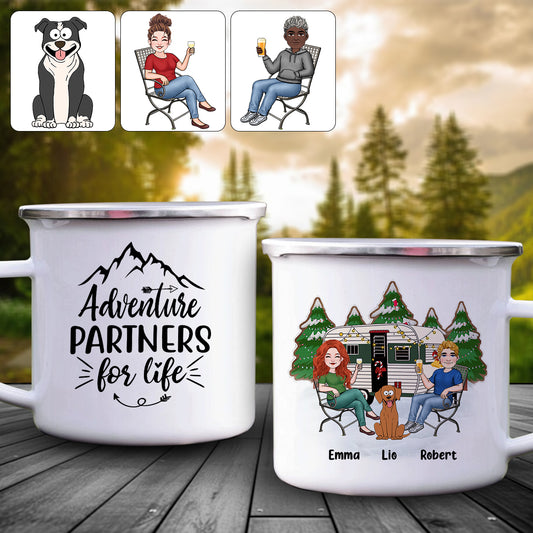 Être ensemble, c'est notre endroit préféré - Mug de camping personnalisé en émail