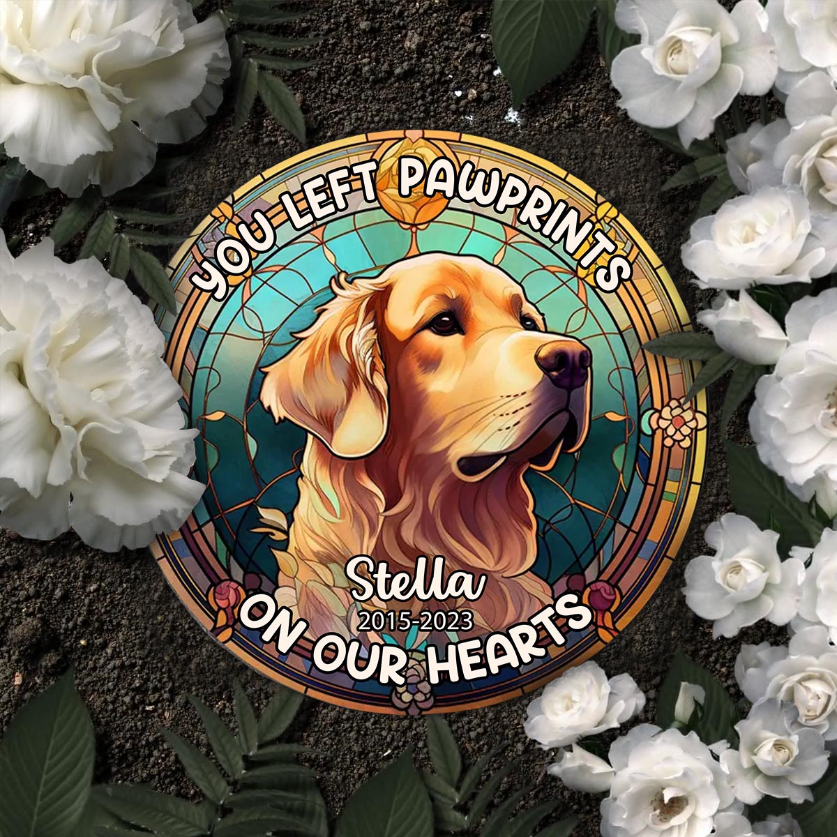 You Left Paw Prints On My Heart - Personalized Dog Round Shaped Stone