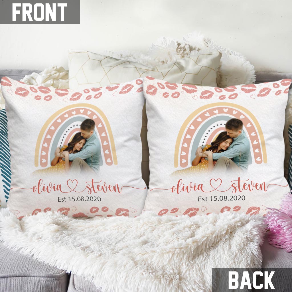 Coussin décoratif personnalisé pour couple - Cadeau d'anniversaire de mariage, de jeunes mariés ou de fiançailles