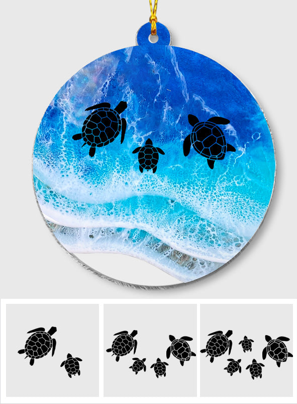 Tortues d'amour - Ornement transparent personnalisé en forme de tortue