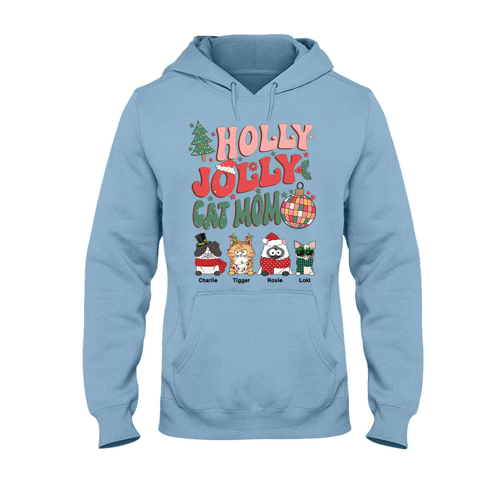 Holly Jolly Cat Mom/Dog Mom - Personalized Cat T-shirt And Hoodie