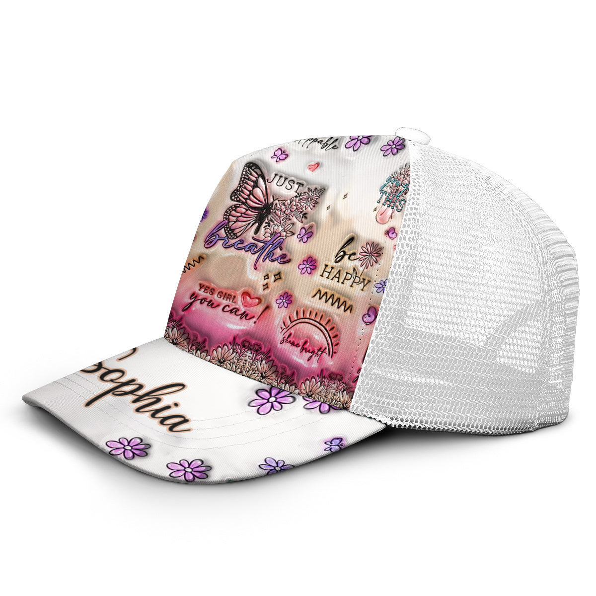 Positive Affirmations Butterfly - Personalized Butterfly Trucker Hat